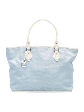 Fendi Vintage pale blue zebra canvas tote bag