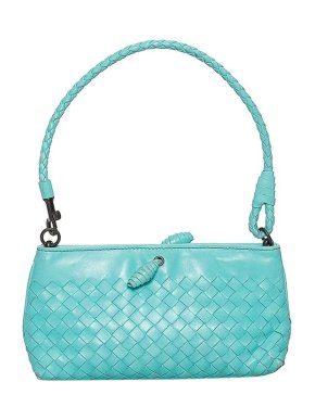 Bottega Veneta Turquoise Intrecciato leather baguette