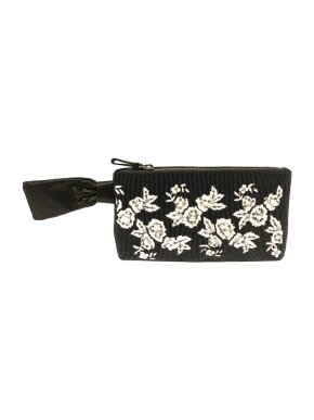 Valentino Garavani Black & white beaded satin clutch bag