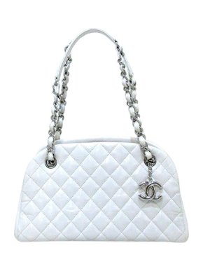 Chanel White leather Mademoiselle Boston bag