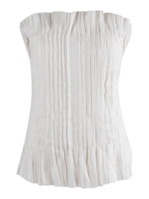 Aje. Ivory linen blend knife-pleat Utopia corset top