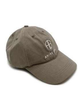 Anine Bing Khaki Embroidered Baseball Cap