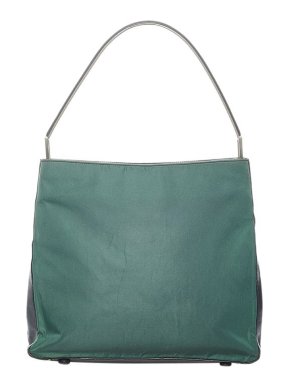 Prada Teal nylon & black leather Tessuto bag