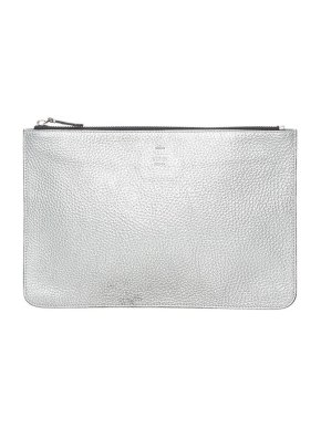 Fendi Silver leather Selleria clutch bag