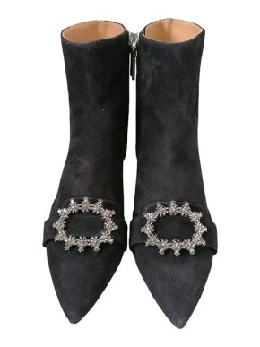 Tory Burch Black suede crystal embellished heeled ankle boots