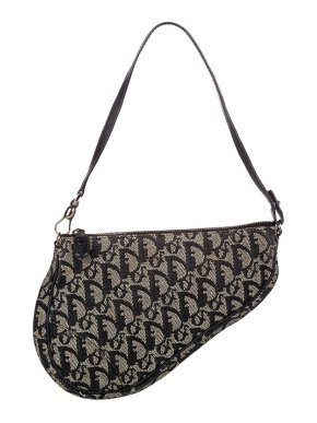 Dior Vintage navy Oblique canvas mini Saddle bag