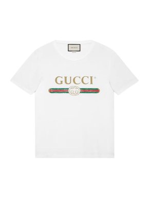 Gucci White cotton oversize Fake logo T-shirt