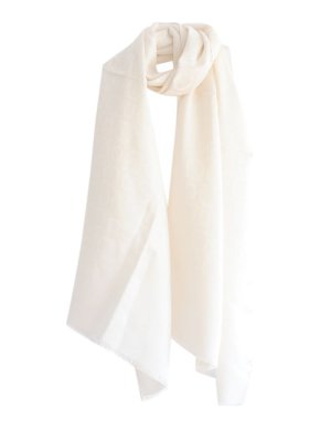 Salvatore Ferragamo Ivory wool-silk shawl