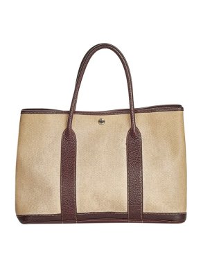 Hermes Natural canvas & brown leather Garden Party PM bag