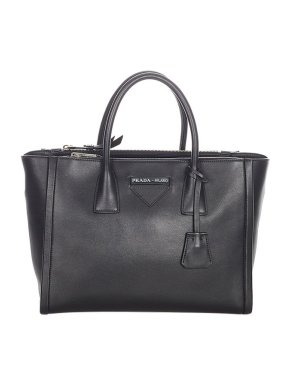 Prada Black Vitello Daino leather Concept tote bag