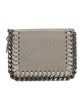 Stella McCartney Grey Shaggy Deer Falabella flap compact wallet
