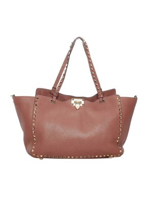 Valentino Garavani Brown leather small Rockstud tote bag