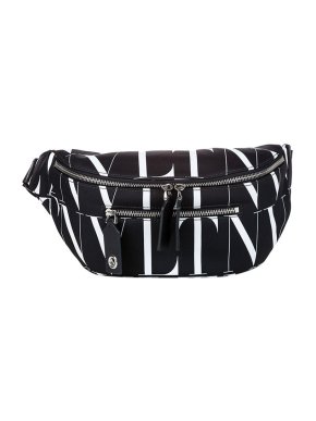 Valentino Garavani Black & white nylon VLTN belt bag