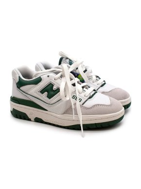 New Balance Green & white leather 550 trainers