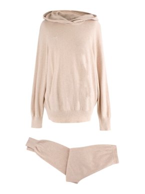 Pangaia Beige marl cashmere-blend hoodie & joggers