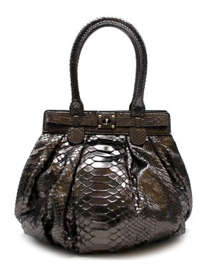Zagliani Vintage Gunmetal Python Tote