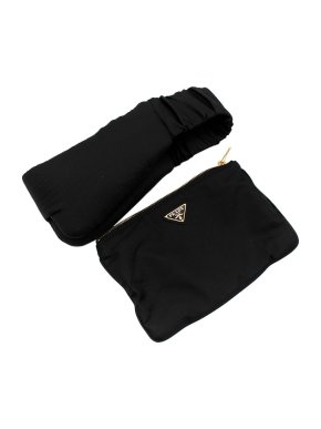 Prada Black Nylon Eye Mask with Pouch