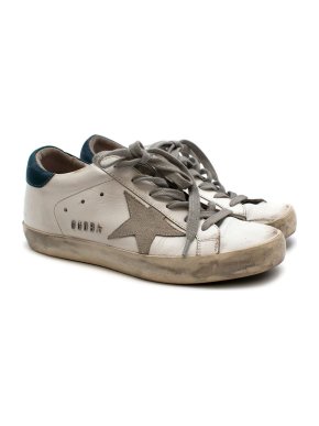 Golden Goose White leather & grey suede Superstar trainers