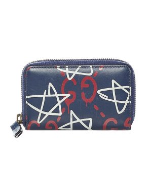 Navy Gucci Ghost leather long wallet