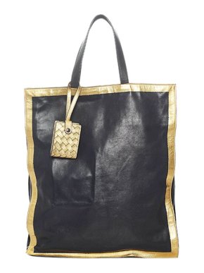 Bottega Veneta Black & gold leather tote bag