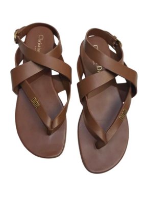 Dior Brown leather crossover sandals