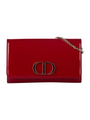 Dior Red patent leather 30 Montaigne chain wallet