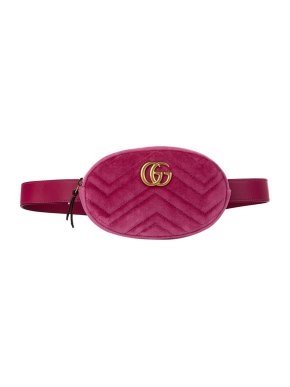 Gucci Pink velvet GG Marmont belt bag
