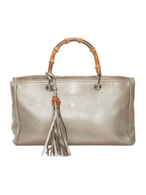 Gucci Metallic leather Bamboo handle Shopper tote bag