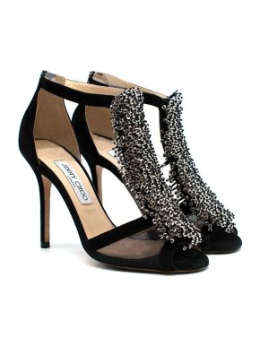 Jimmy Choo Bead Embellished Black Suede Heels