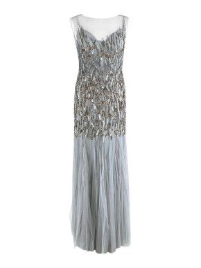 Alberta Ferretti Pale blue sequinned tulle low back gown