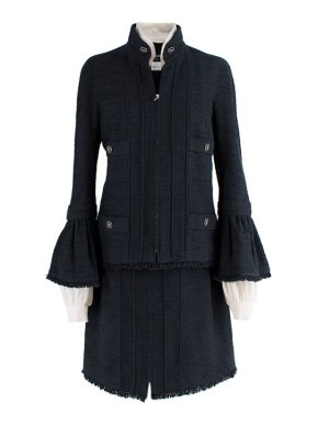 Chanel Deep navy boucle flared sleeve jacket & skirt