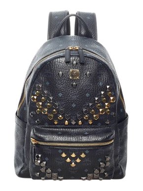 MCM Black Visetos leather studded Stark backpack