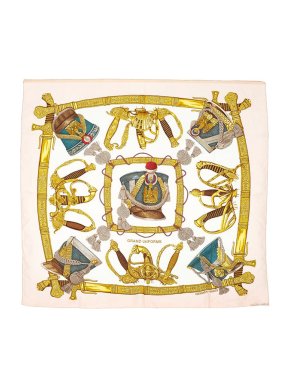 Hermes Pale pink Grande Uniforme silk twill scarf 90