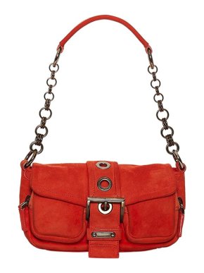 Prada Vintage red suede grommet baguette