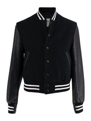 Golden Bear Black leather & wool felt The Albany varsity jacket