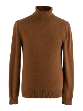 Dolce & Gabbana Tan cashmere fine knit polo neck jumper