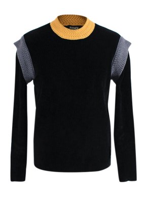 Fendi Black, yellow & grey chenille knit jumper