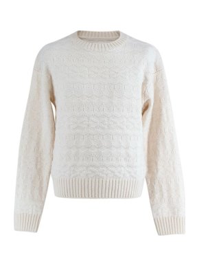 Takahiromiyashita The Soloist. Ivory textured wool knitted jumper