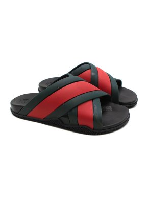 Gucci Web stripe crossover rubber sliders