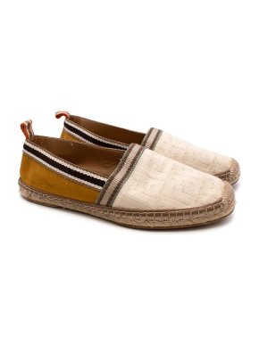 Fendi Mustard suede & FF canvas espadrilles