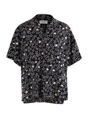 Saint Laurent Black & white star print silk shirt