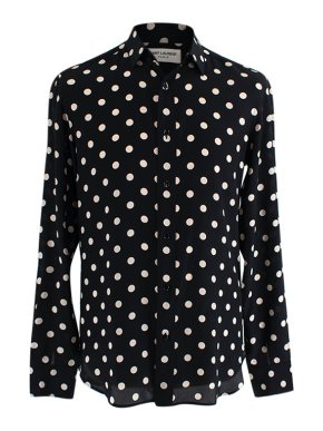 Saint Laurent Black & white polka dot silk crepe shirt