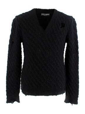 Dolce & Gabbana Distressed Diagonal Ribbed Jumper