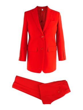 Burberry Red twill cape-back blazer & trousers