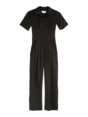 Rivet Utility Brown satin jumpsuit