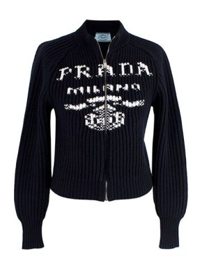 Prada Logo intarsia ribbed knit Jacket