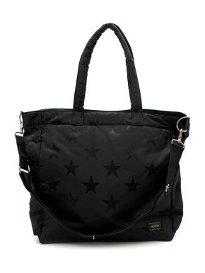Porter-Yoshida & Co Star Print Black Nylon Tote