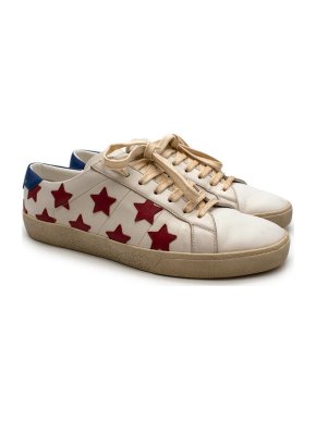 Saint Laurent White, red & blue leather California Court Classic trainers