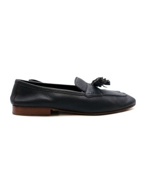 Edward Green Navy leather tasseled loafers
