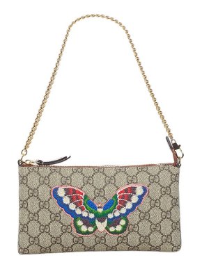 Gucci GG Supreme butterfly applique canvas baguette